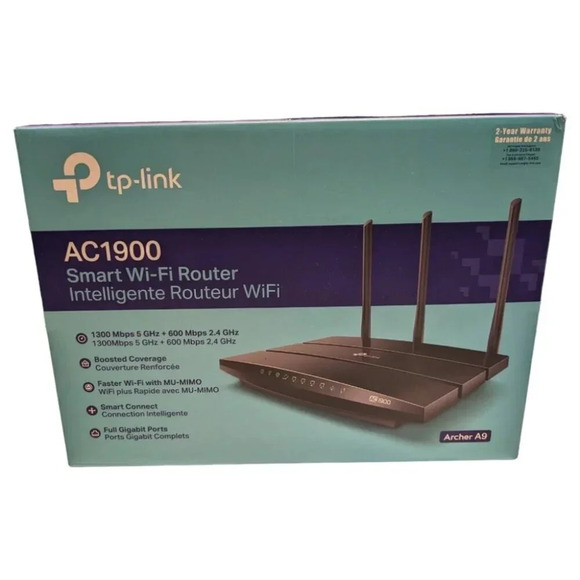 TP-Link AC1900 Smart High Speed Wi-Fi MU-MIMO Gigabit Black Router Archer A9 - Picture 5 of 14